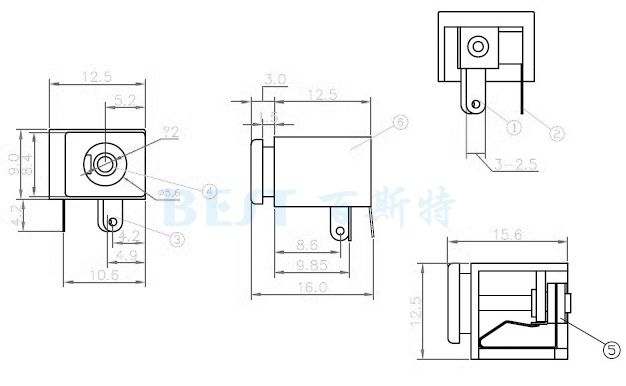 dc009电源插座参考图纸