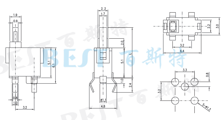 微动开关TC-0030A参考图纸 微动开关TC-0030A参考图纸