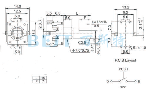 编码器EC12F参考图纸 编码器EC12F参考图纸