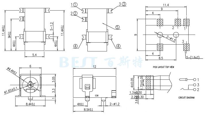 dc电源插座dc-098_参考图纸
